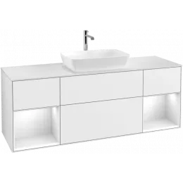 Villeroy & Boch Finion Тумба под раковину, с подсветкой, 4 выдвижных ящика, 1600 x 603 x 501 mm, Glossy White Lacquer / Glossy White Lacquer G861GFGF