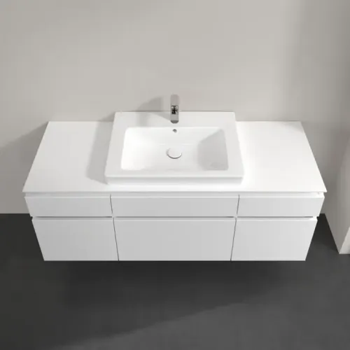 Villeroy & Boch Legato Тумба под раковину, 5 выдвижных ящиков, 1400 x 550 x 500 mm, Glossy White / Glossy White B68500DH