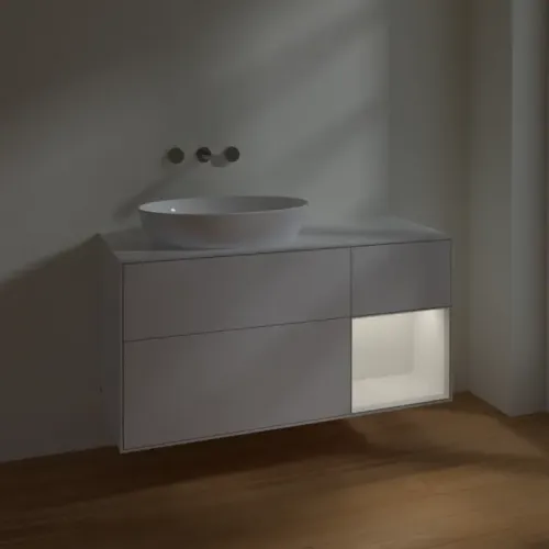 Villeroy & Boch Finion Тумба под раковину, с подсветкой, 3 выдвижных ящика, 1200 x 603 x 501 mm, Glossy White Lacquer / Glossy White Lacquer FA51GFGF