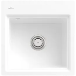 Villeroy & Boch Subway Style 50 S Flat Мойка, включая Комплект слива с ручным управлением, сливная решетка , выкл Керамика, 500 x 510 mm, Альпийский белый CeramicPlus 33551FR1