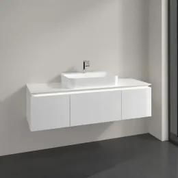 Villeroy & Boch Legato Тумба под раковину, с подсветкой, 3 выдвижных ящика, 1400 x 380 x 500 mm, Glossy White / Glossy White B759L0DH