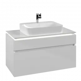 Villeroy & Boch Legato Тумба под раковину, с подсветкой, 2 выдвижных ящика, 1000 x 550 x 500 mm, Glossy White / Glossy White B756L0DH