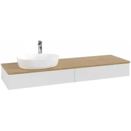 Villeroy & Boch Antao Тумба под раковину, 2 выдвижных ящика, 1600 x 190 x 500 mm, лицевая поверхность без текстурированной отделки, Glossy White Lacquer / Honey Oak K15051GF
