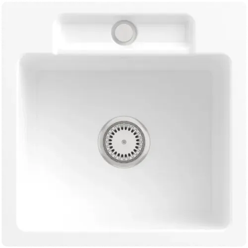 Villeroy & Boch Siluet 50 S flat Мойка, включая Комплект слива с ручным управлением, выкл TitanCeram, 470 x 470 mm, Альпийский белый CeramicPlus 33451FR1