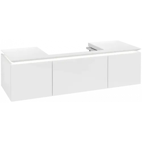 Villeroy & Boch Legato Тумба под раковину, с подсветкой, 3 выдвижных ящика, 1400 x 380 x 500 mm, Glossy White / Glossy White B698L0DH