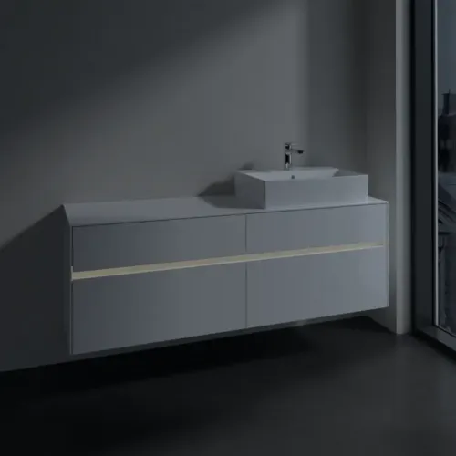 Villeroy & Boch Collaro Тумба под раковину, с подсветкой, 4 выдвижных ящика, 1600 x 548 x 500 mm, Glossy White / Glossy White C136B0DH