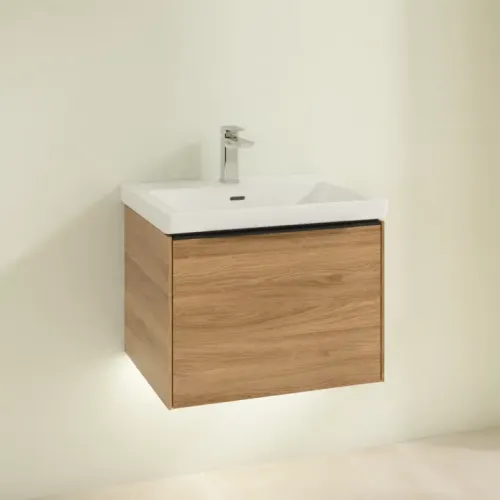 Villeroy & Boch Subway 3.0 Тумба под раковину, с подсветкой, 1 выдвижной ящик, 572 x 429 x 478 mm, Oak Kansas C577L1RH