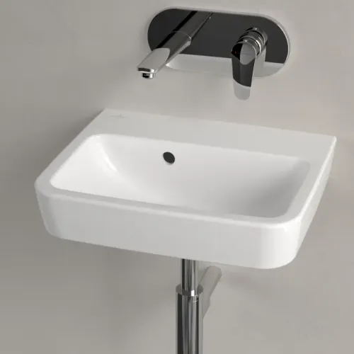 Villeroy & Boch O.novo Раковина компактная, 450 x 370 x 160 mm, Альпийский белый, с переливом, задняя сторона и нижняя сторона шлифованные 43444J01