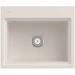 Villeroy & Boch Subway Style 60 S Flat Мойка, включая Комплект слива с ручным управлением, сливная решетка , выкл Керамика, 580 x 490 mm, Crema CeramicPlus 336A1FKR