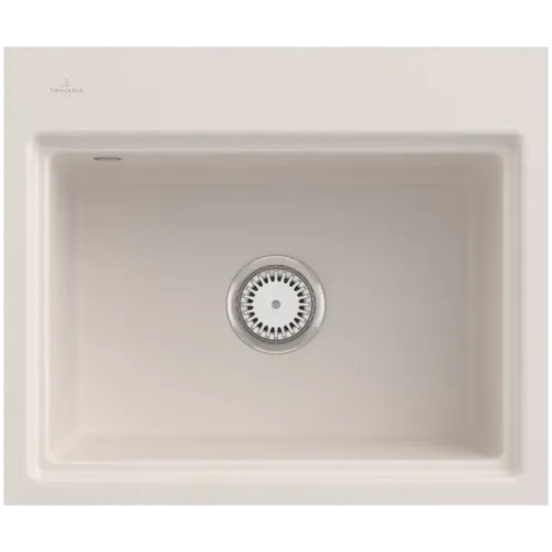 Villeroy & Boch Subway Style 60 S Flat Мойка, включая Комплект слива с ручным управлением, сливная решетка , выкл Керамика, 580 x 490 mm, Crema CeramicPlus 336A1FKR