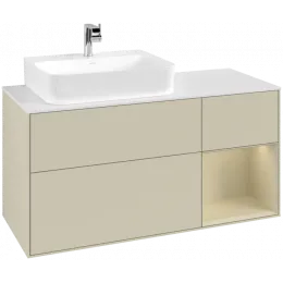 Villeroy & Boch Finion Тумба под раковину, с подсветкой, 3 выдвижных ящика, 1200 x 603 x 501 mm, Silk Grey Matt Lacquer / Silk Grey Matt Lacquer G151HJHJ