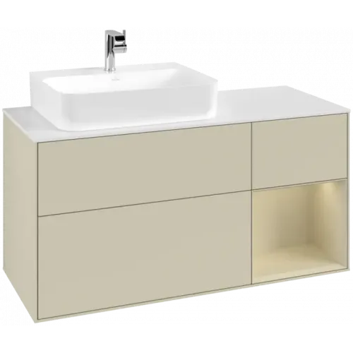 Villeroy & Boch Finion Тумба под раковину, с подсветкой, 3 выдвижных ящика, 1200 x 603 x 501 mm, Silk Grey Matt Lacquer / Silk Grey Matt Lacquer G151HJHJ