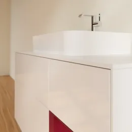 Villeroy & Boch Finion Тумба под раковину, с подсветкой, 3 выдвижных ящика, 1200 x 603 x 501 mm, Glossy White Lacquer / Peony Matt Lacquer F421HBGF