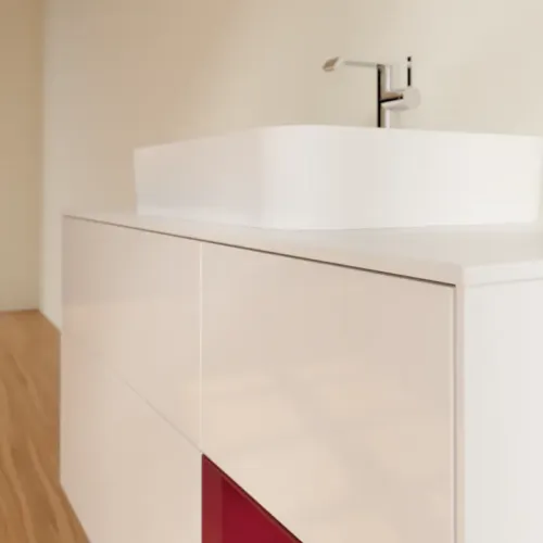 Villeroy & Boch Finion Тумба под раковину, с подсветкой, 3 выдвижных ящика, 1200 x 603 x 501 mm, Glossy White Lacquer / Peony Matt Lacquer F421HBGF