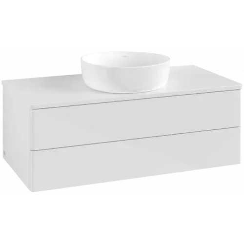 Villeroy & Boch Antao Тумба под раковину, с подсветкой, 2 выдвижных ящика, 1000 x 360 x 500 mm, лицевая поверхность без текстурированной отделки, Glossy White Lacquer / Glossy White Lacquer L20010GF