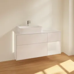Villeroy & Boch Finion Тумба под раковину, с подсветкой, 3 выдвижных ящика, 1200 x 603 x 501 mm, Glossy White Lacquer / Glossy White Lacquer G151GFGF