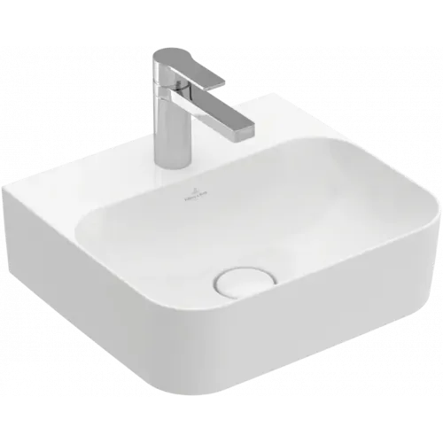 Villeroy & Boch Finion Раковина компактная, 430 x 390 x 140 mm, Альпийский белый CeramicPlus, со скрытым переливом, шлифованный 43644CR1