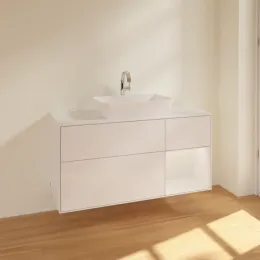 Villeroy & Boch Finion Тумба под раковину, с подсветкой, 3 выдвижных ящика, 1200 x 603 x 501 mm, Glossy White Lacquer / Glossy White Lacquer F831GFGF