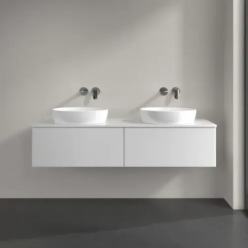 Villeroy & Boch Antao Тумба под раковину, 2 выдвижных ящика, 1600 x 360 x 500 mm, лицевая поверхность без текстурированной отделки, Glossy White Lacquer / Glossy White Lacquer K39010GF