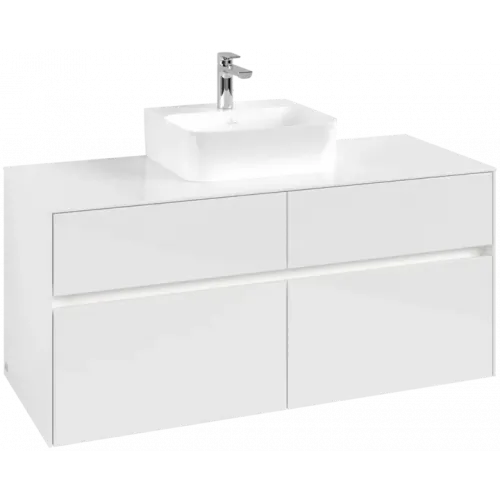 Villeroy & Boch Collaro Тумба под раковину, с подсветкой, 4 выдвижных ящика, 1200 x 548 x 500 mm, Glossy White / Glossy White C097B0DH