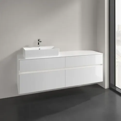 Villeroy & Boch Collaro Тумба под раковину, с подсветкой, 4 выдвижных ящика, 1600 x 548 x 500 mm, Glossy White / Glossy White C135B0DH