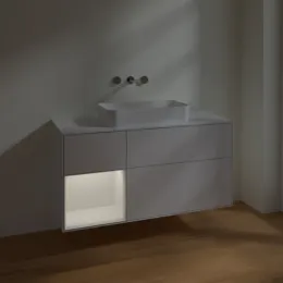 Villeroy & Boch Finion Тумба под раковину, с подсветкой, 3 выдвижных ящика, 1200 x 603 x 501 mm, Glossy White Lacquer / Glossy White Lacquer F701GFGF