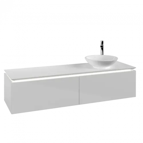 Villeroy & Boch Legato Тумба под раковину, с подсветкой, 2 выдвижных ящика, 1600 x 380 x 500 mm, Glossy White / Glossy White B597L0DH