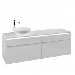Villeroy & Boch Legato Тумба под раковину, с подсветкой, 4 выдвижных ящика, 1600 x 550 x 500 mm, Glossy White / Glossy White B596L0DH