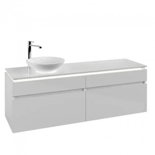 Villeroy & Boch Legato Тумба под раковину, с подсветкой, 4 выдвижных ящика, 1600 x 550 x 500 mm, Glossy White / Glossy White B596L0DH