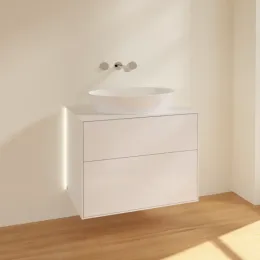 Villeroy & Boch Finion Тумба под раковину, с подсветкой, 2 выдвижных ящика, 800 x 603 x 501 mm, Glossy White Lacquer G99100GF