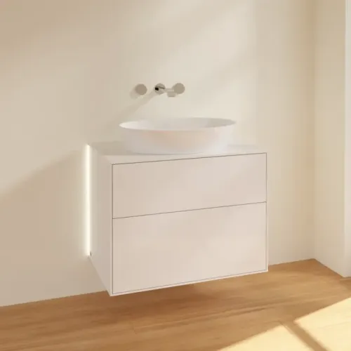 Villeroy & Boch Finion Тумба под раковину, с подсветкой, 2 выдвижных ящика, 800 x 603 x 501 mm, Glossy White Lacquer G99100GF