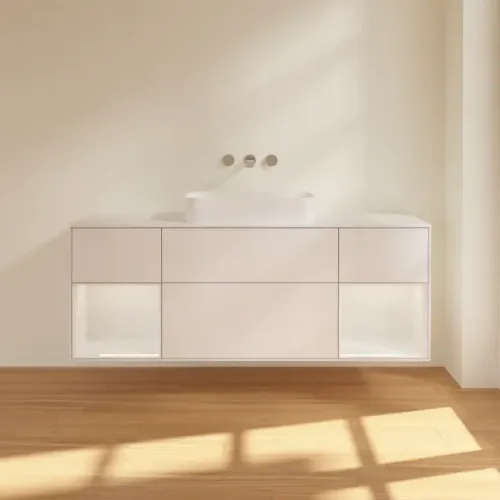 Villeroy & Boch Finion Тумба под раковину, с подсветкой, 4 выдвижных ящика, 1600 x 603 x 501 mm, Glossy White Lacquer / Glossy White Lacquer G741GFGF