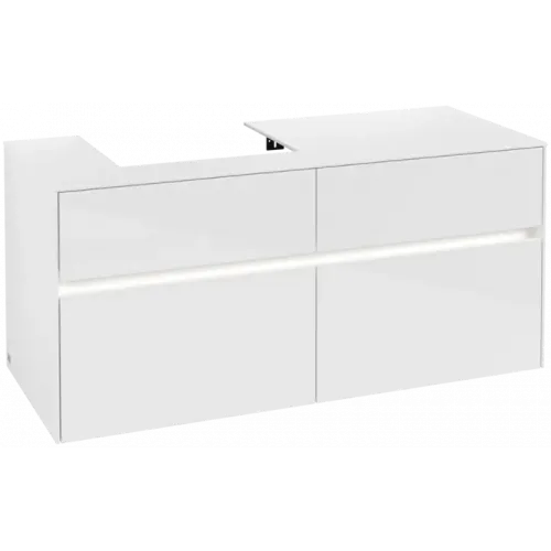 Villeroy & Boch Collaro Тумба под раковину, с подсветкой, 4 выдвижных ящика, 1200 x 548 x 500 mm, Glossy White / Glossy White C071B0DH