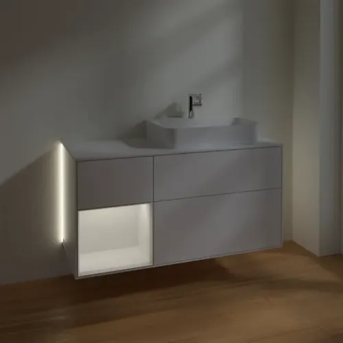 Villeroy & Boch Finion Тумба под раковину, с подсветкой, 3 выдвижных ящика, 1200 x 603 x 501 mm, Glossy White Lacquer / Glossy White Lacquer G391GFGF