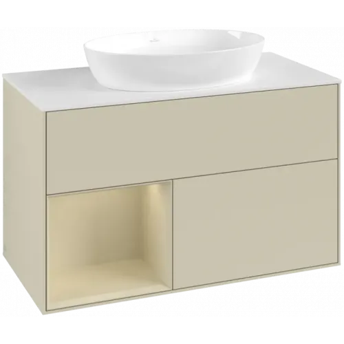 Villeroy & Boch Finion Тумба под раковину, с подсветкой, 2 выдвижных ящика, 1000 x 603 x 501 mm, Silk Grey Matt Lacquer / Silk Grey Matt Lacquer FA11HJHJ
