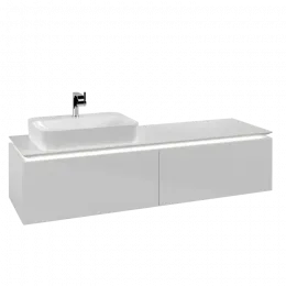 Villeroy & Boch Legato Тумба под раковину, с подсветкой, 2 выдвижных ящика, 1600 x 380 x 500 mm, Glossy White / Glossy White B763L0DH