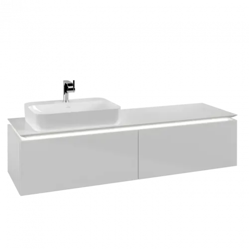 Villeroy & Boch Legato Тумба под раковину, с подсветкой, 2 выдвижных ящика, 1600 x 380 x 500 mm, Glossy White / Glossy White B763L0DH