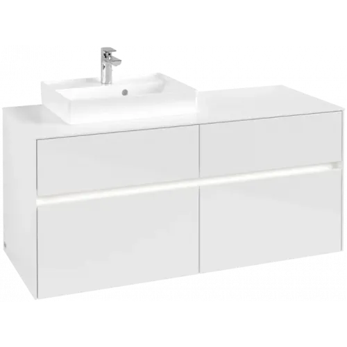 Villeroy & Boch Collaro Тумба под раковину, с подсветкой, 4 выдвижных ящика, 1200 x 548 x 500 mm, Glossy White / Glossy White C071B0DH