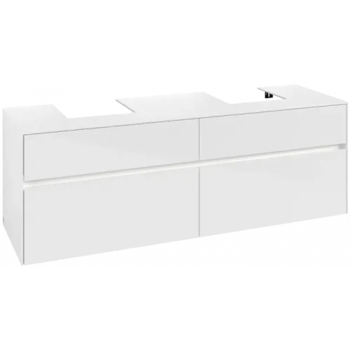 Villeroy & Boch Collaro Тумба под раковину, с подсветкой, 4 выдвижных ящика, 1600 x 548 x 500 mm, Glossy White / Glossy White C107B0DH