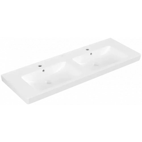 Villeroy & Boch Subway 2.0 Двойная раковина для установки на тумбу, 1300 x 470 x 150 mm, Альпийский белый, с переливом 7175D001