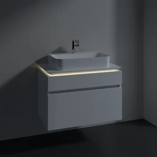 Villeroy & Boch Legato Тумба под раковину, с подсветкой, 2 выдвижных ящика, 800 x 550 x 500 mm, Glossy White / Glossy White B754L0DH