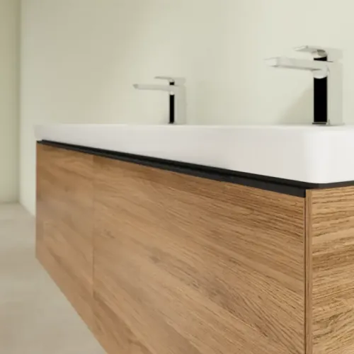 Villeroy & Boch Subway 3.0 Тумба под раковину, с подсветкой, 2 выдвижных ящика, 1272 x 429 x 478 mm, Oak Kansas C567L1RH