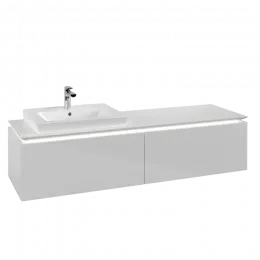 Villeroy & Boch Legato Тумба под раковину, с подсветкой, 2 выдвижных ящика, 1600 x 380 x 500 mm, Glossy White / Glossy White B688L0DH