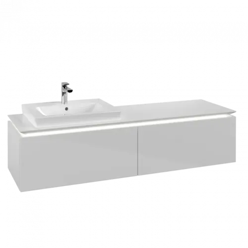 Villeroy & Boch Legato Тумба под раковину, с подсветкой, 2 выдвижных ящика, 1600 x 380 x 500 mm, Glossy White / Glossy White B688L0DH