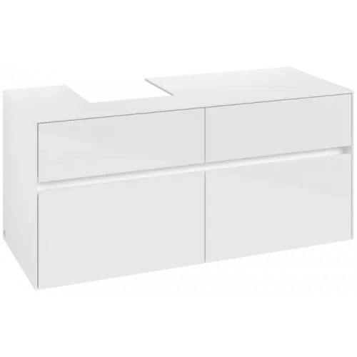 Villeroy & Boch Collaro Тумба под раковину, с подсветкой, 4 выдвижных ящика, 1200 x 548 x 500 mm, Glossy White / Glossy White C098B0DH