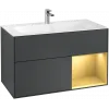 Villeroy & Boch Finion Тумба под раковину, с подсветкой, 2 выдвижных ящика, 996 x 591 x 498 mm, Midnight Blue Matt Lacquer / Gold Matt Lacquer G040HFHG