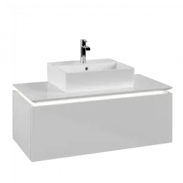 Villeroy & Boch Legato Тумба под раковину, с подсветкой, 1 выдвижной ящик, 1000 x 380 x 500 mm, Glossy White / Glossy White B603L0DH