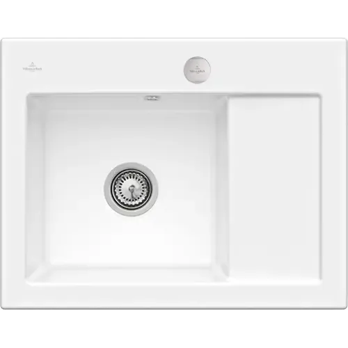 Villeroy & Boch Subway 45 Compact Мойка, включая Комплект слива с эксцентриком, выкл Керамика, 650 x 510 mm, Альпийский белый CeramicPlus 331202R1