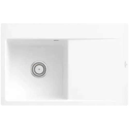 Villeroy & Boch Subway Style 45 Flat Мойка, включая Комплект слива с ручным управлением, выкл Керамика, 780 x 510 mm, Альпийский белый CeramicPlus 33481FR1