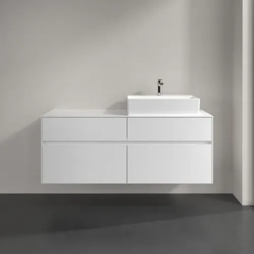 Villeroy & Boch Collaro Тумба под раковину, с подсветкой, 4 выдвижных ящика, 1400 x 548 x 500 mm, Glossy White / Glossy White C133B0DH